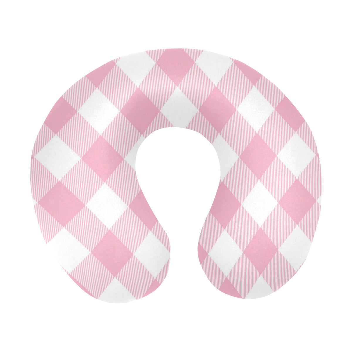 Gingham Pink Pattern Print Design 02 U-Shaped Travel Neck Pillow