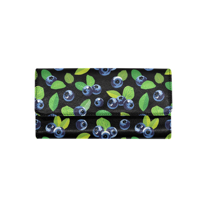Blueberry Pattern Print Design BB03 Women's Trifold Wallet