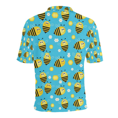 Bee Pattern Print Design BEE06 Men Polo Shirt
