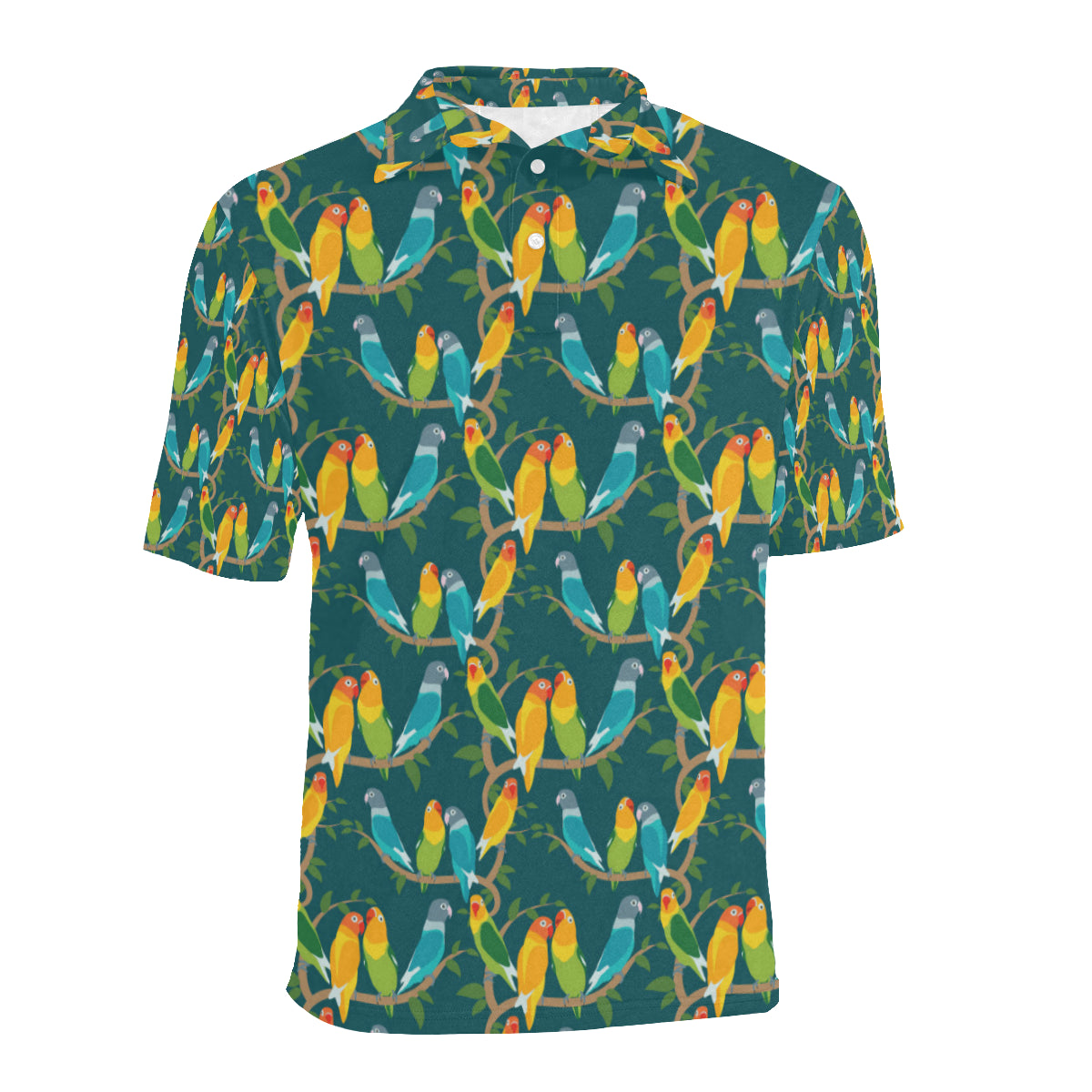 Lovebird Pattern Print Design 02 Men Polo Shirt