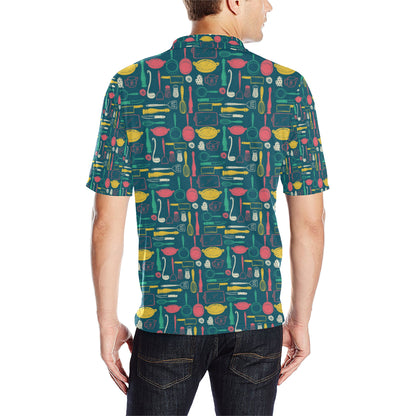 Cooking Kitchen Tools Pattern Print Design 01 Men Polo Shirt