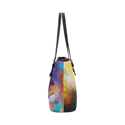 Vortex Twist Swirl Water Color Design Leather Tote Bag