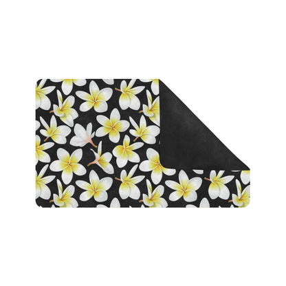 Yellow Plumeria Hawaiian Flowers Rubber Doormat