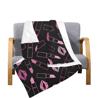 Lipstick Pink Pattern Print Design 01 Premium Quilt