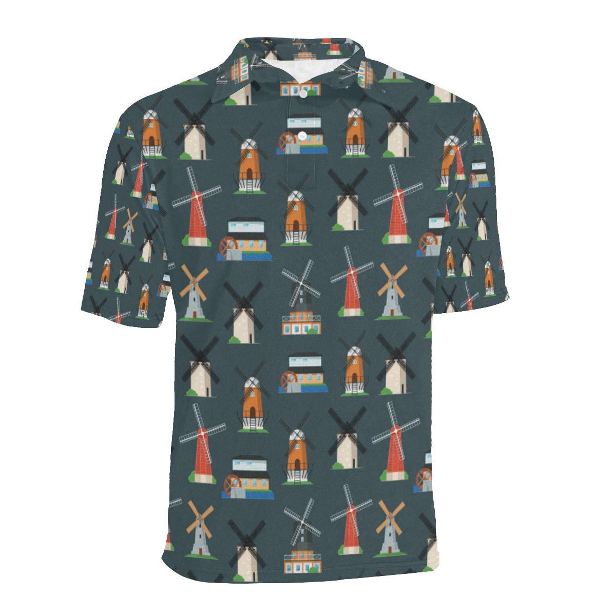 Windmill Pattern Print Design 04 Men Polo Shirt