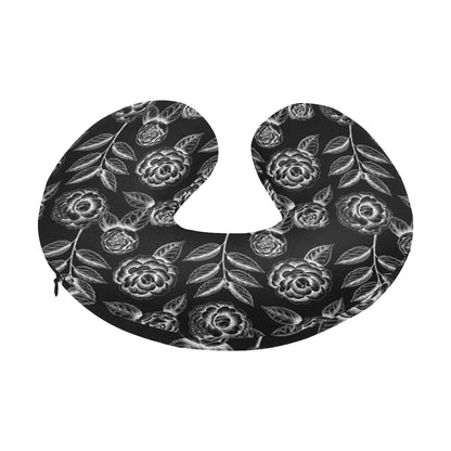 Camellia Pattern Print Design 02 U-Shaped Travel Neck Pillow