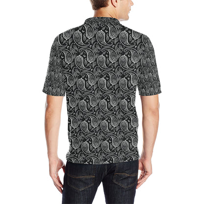 Paisley Black Design Print Men Polo Shirt