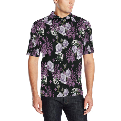 Lilac Pattern Print Design LI04 Men Polo Shirt