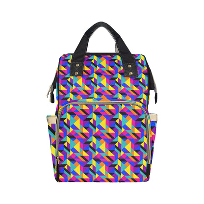 90s Colorful Pattern Print Design 1 Diaper Bag Backpack