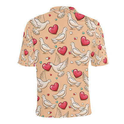 Pigeon Heart Pattern Print Design 04 Men Polo Shirt