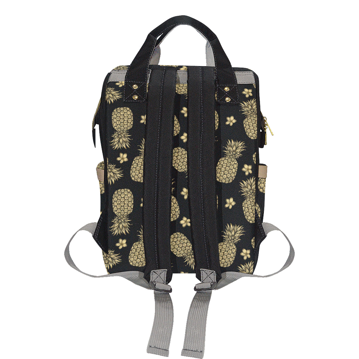 Gold Pineapple Hibiscus Diaper Bag Backpack