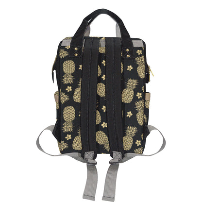 Gold Pineapple Hibiscus Diaper Bag Backpack