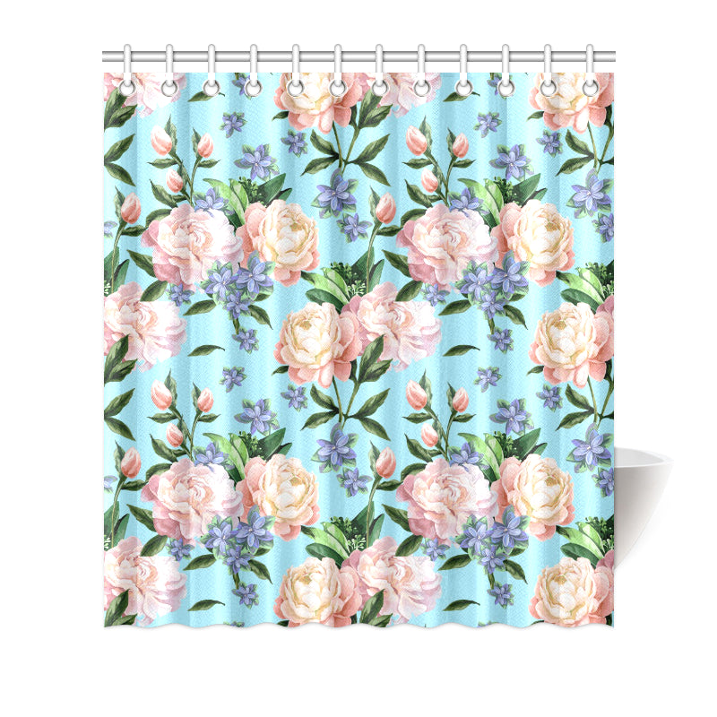 Peony Pattern Print Design PE02 Shower Curtain