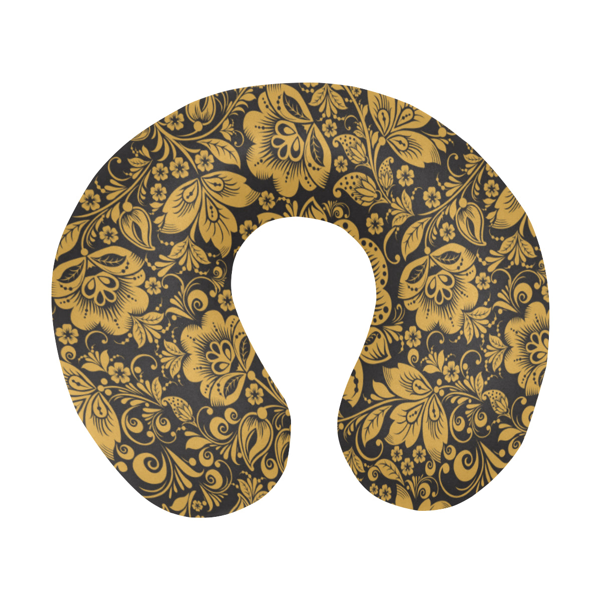 Brocade Gold Pattern Print Design 01 U-Shaped Travel Neck Pillow