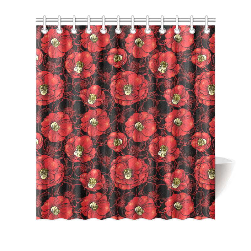 Camellia Pattern Print Design CM06 Shower Curtain