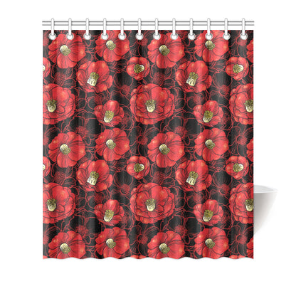 Camellia Pattern Print Design CM06 Shower Curtain