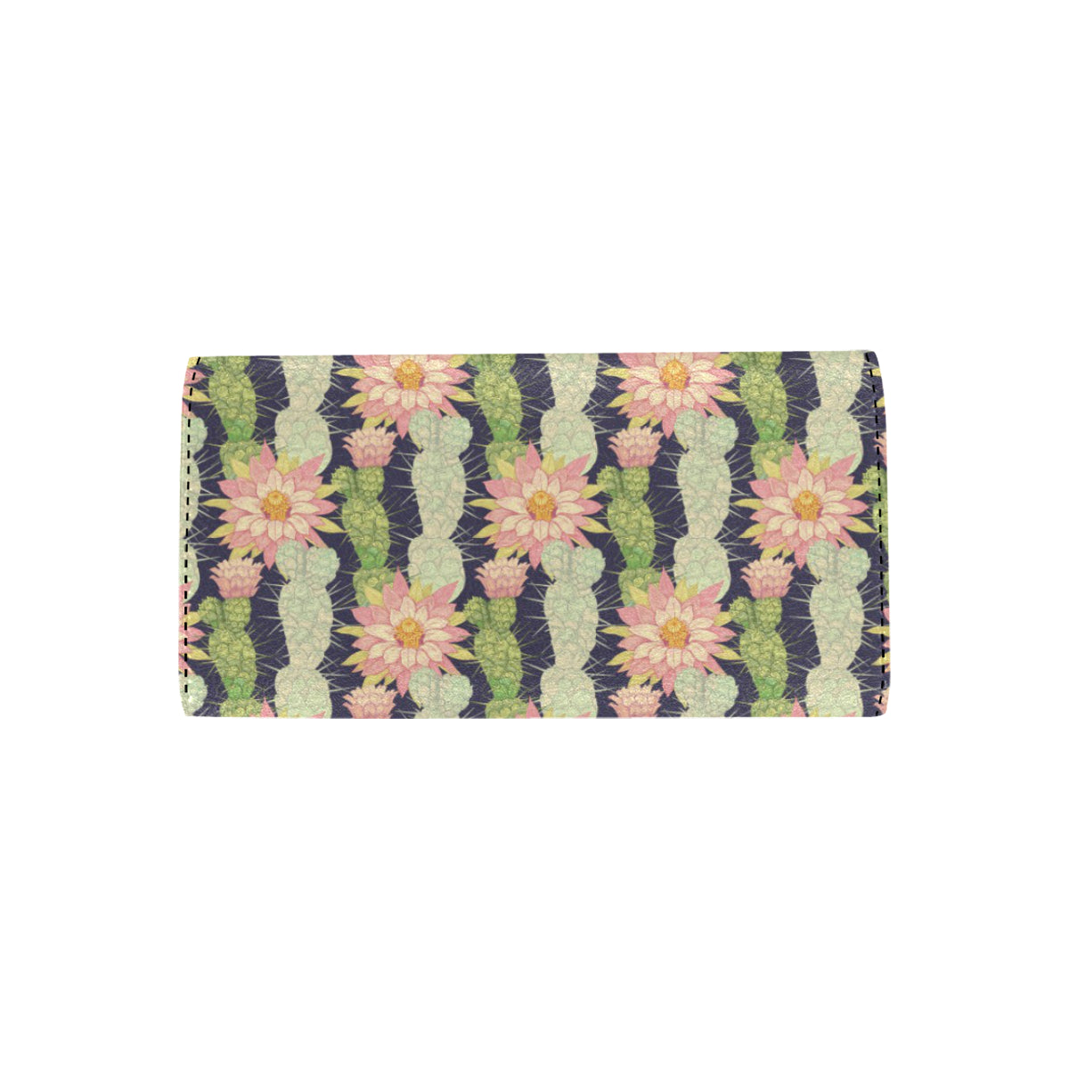 Cactus Pattern Print Design 01 Women's Trifold Wallet