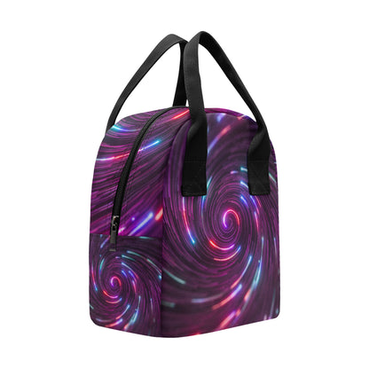 Vortex Twist Swirl Purple Neon Print Insulated Lunch Bag