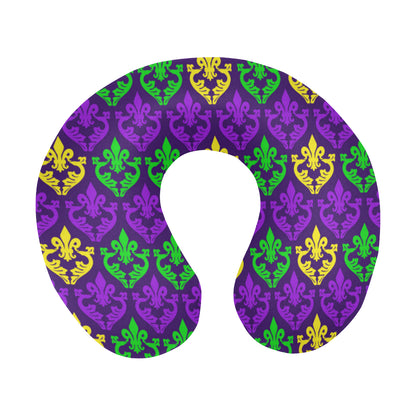 Mardi Gras Pattern Print Design 02 U-Shaped Travel Neck Pillow