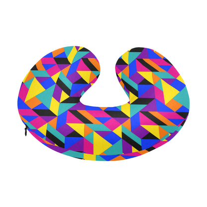 90s Colorful Pattern Print Design 1 U-Shaped Travel Neck Pillow