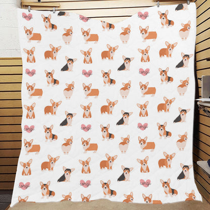 Cardigan Welsh Corgis Pattern Print Design 02 Premium Quilt