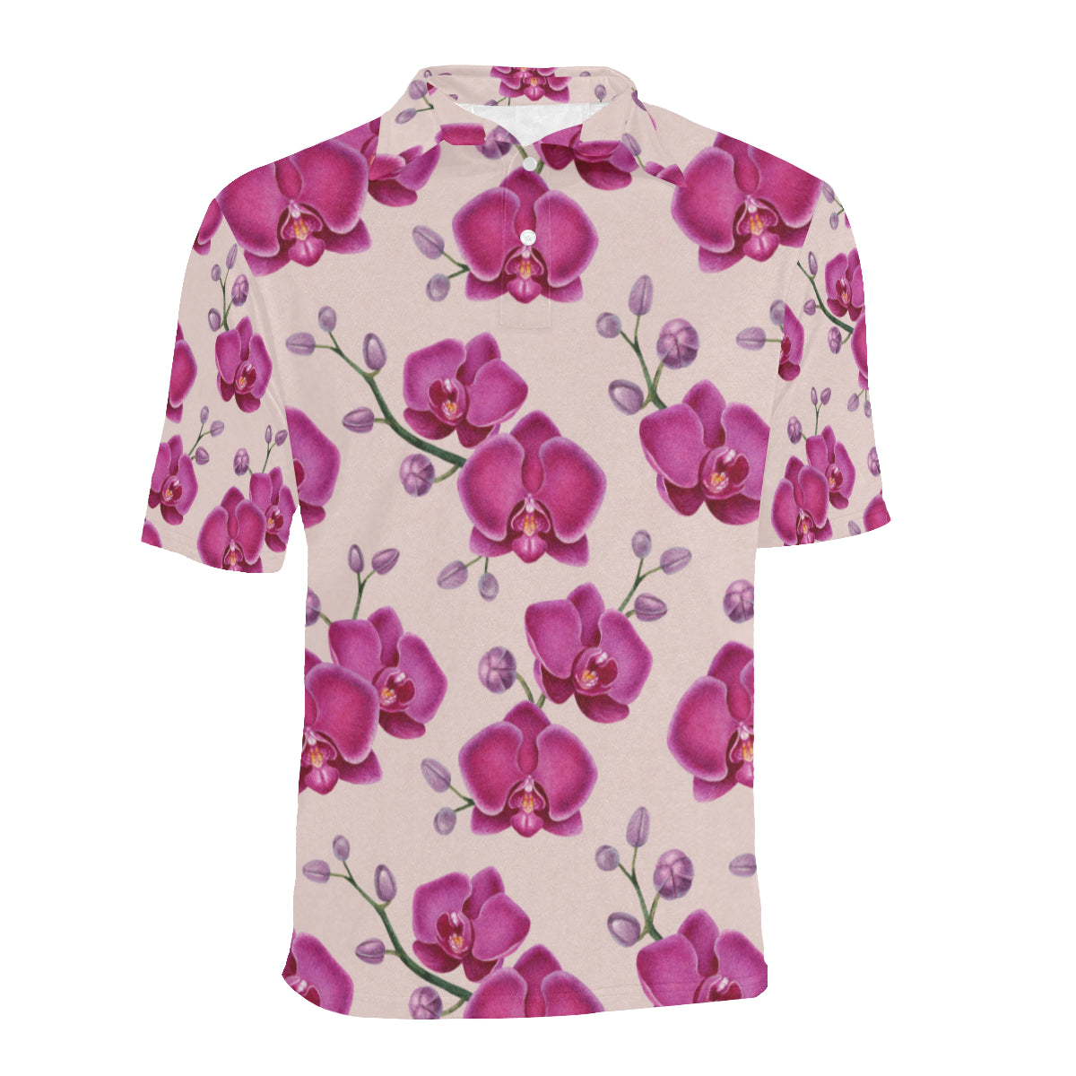 Orchid Pattern Print Design A02 Men Polo Shirt