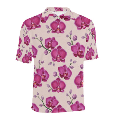 Orchid Pattern Print Design A02 Men Polo Shirt
