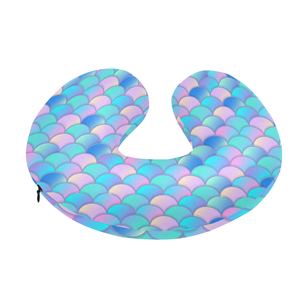 Mermaid Scales Pastel Pattern Print Design 07 U-Shaped Travel Neck Pillow