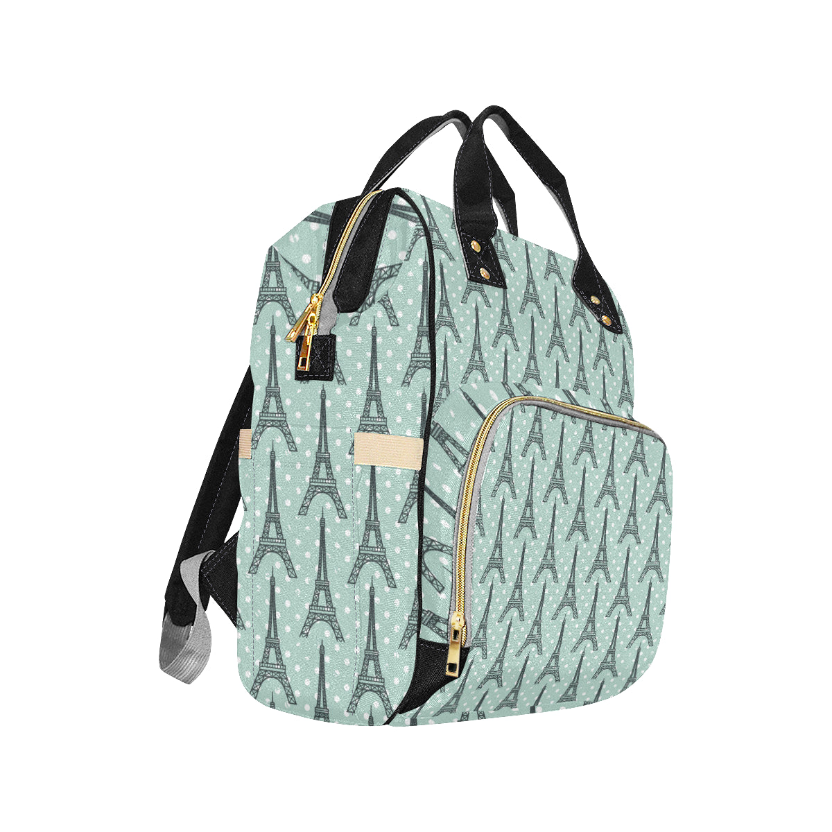 Eiffel Tower Polka Dot Print Diaper Bag Backpack