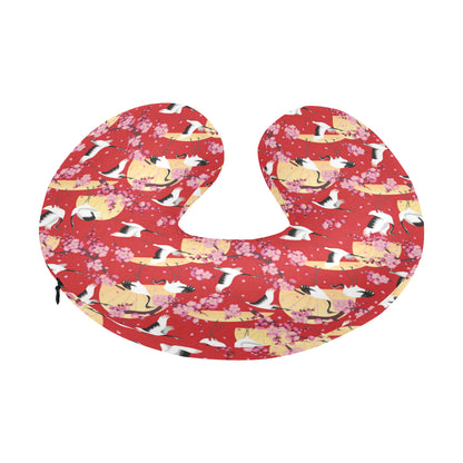 Crane Pattern Print Design 04 U-Shaped Travel Neck Pillow
