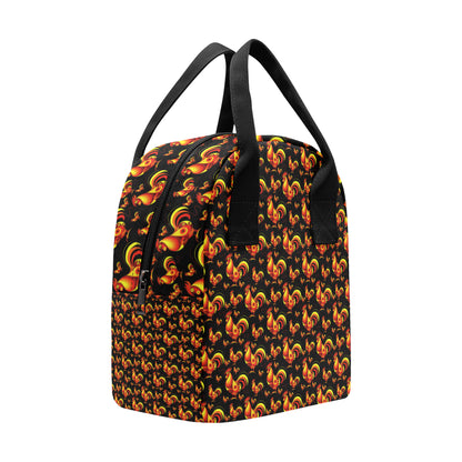 Rooster Print Themed Insulated Lunch Bag
