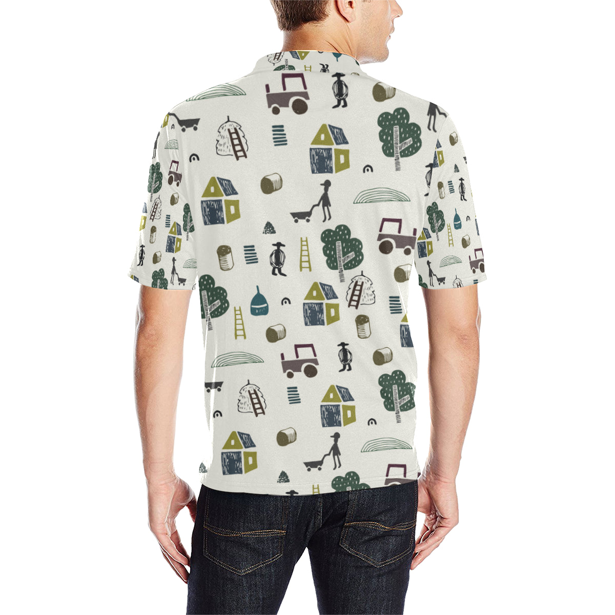 Agricultural Farm Print Design 01 Men Polo Shirt