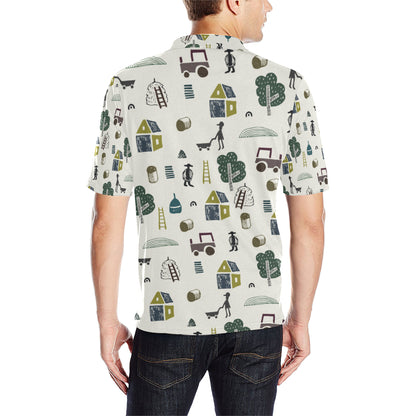 Agricultural Farm Print Design 01 Men Polo Shirt