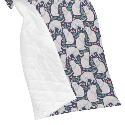Cat Pattern Print Design 06 Premium Quilt