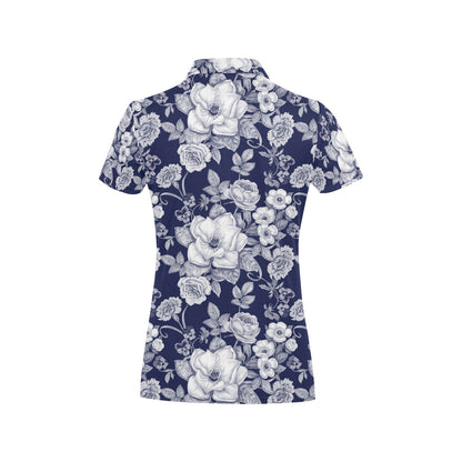 Floral Infrared Pattern Women's Polo Shirt