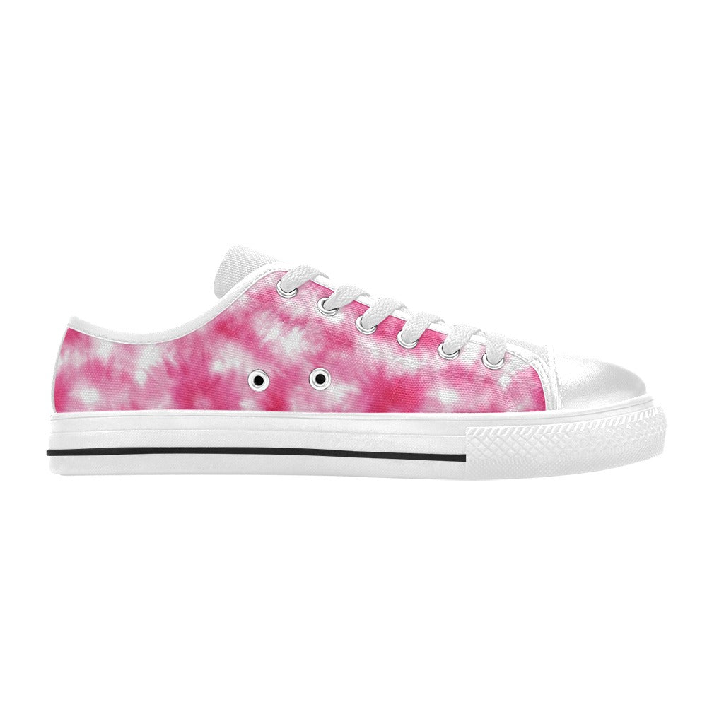 Tie Dye Pink Print Design LKS304 Women's White Low Top Shoes