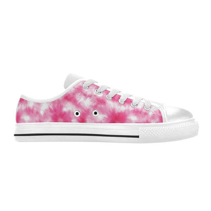 Tie Dye Pink Print Design LKS304 Women's White Low Top Shoes