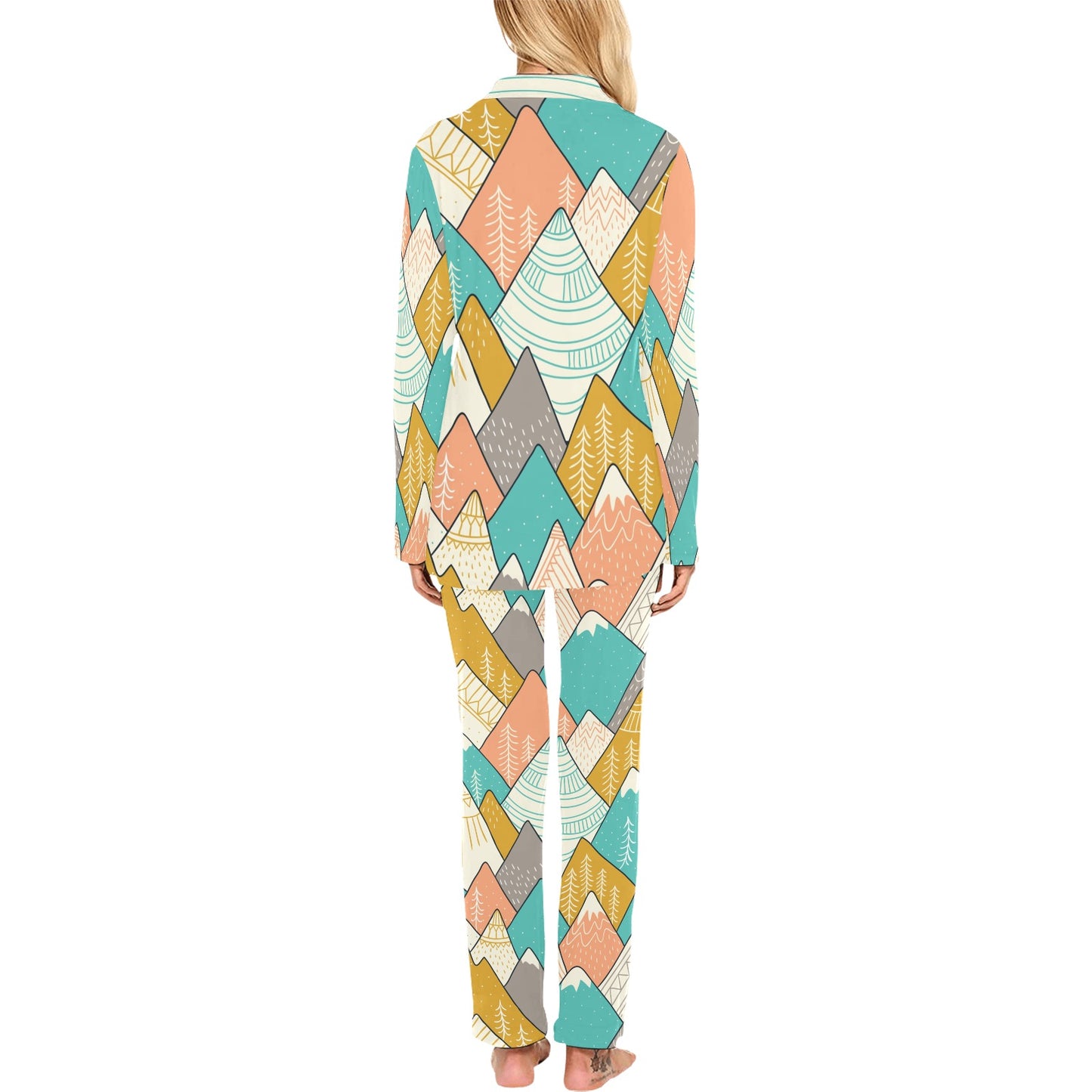 Mountain Pattern Print Design 02 Women's Long Pajama Set