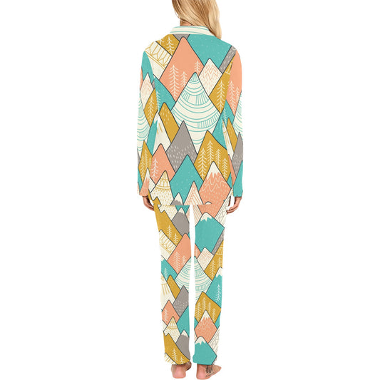 Mountain Pattern Print Design 02 Women's Long Pajama Set