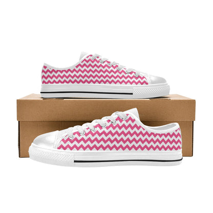 Chevron Print Design LKS402 Women's White Low Top Shoes