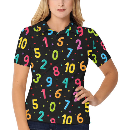 Number Pattern Print Design A04 Women's Polo Shirt
