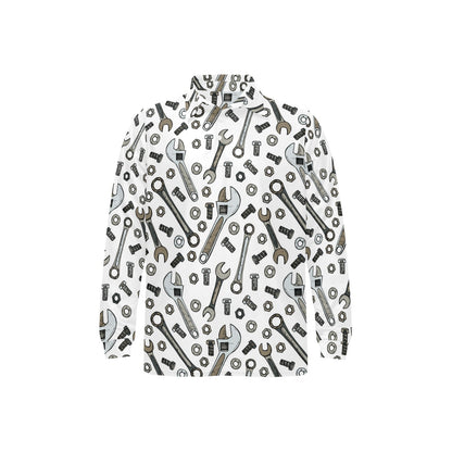Mechanic Pattern Print Design 03 Long Sleeve Polo Shirt For Men's