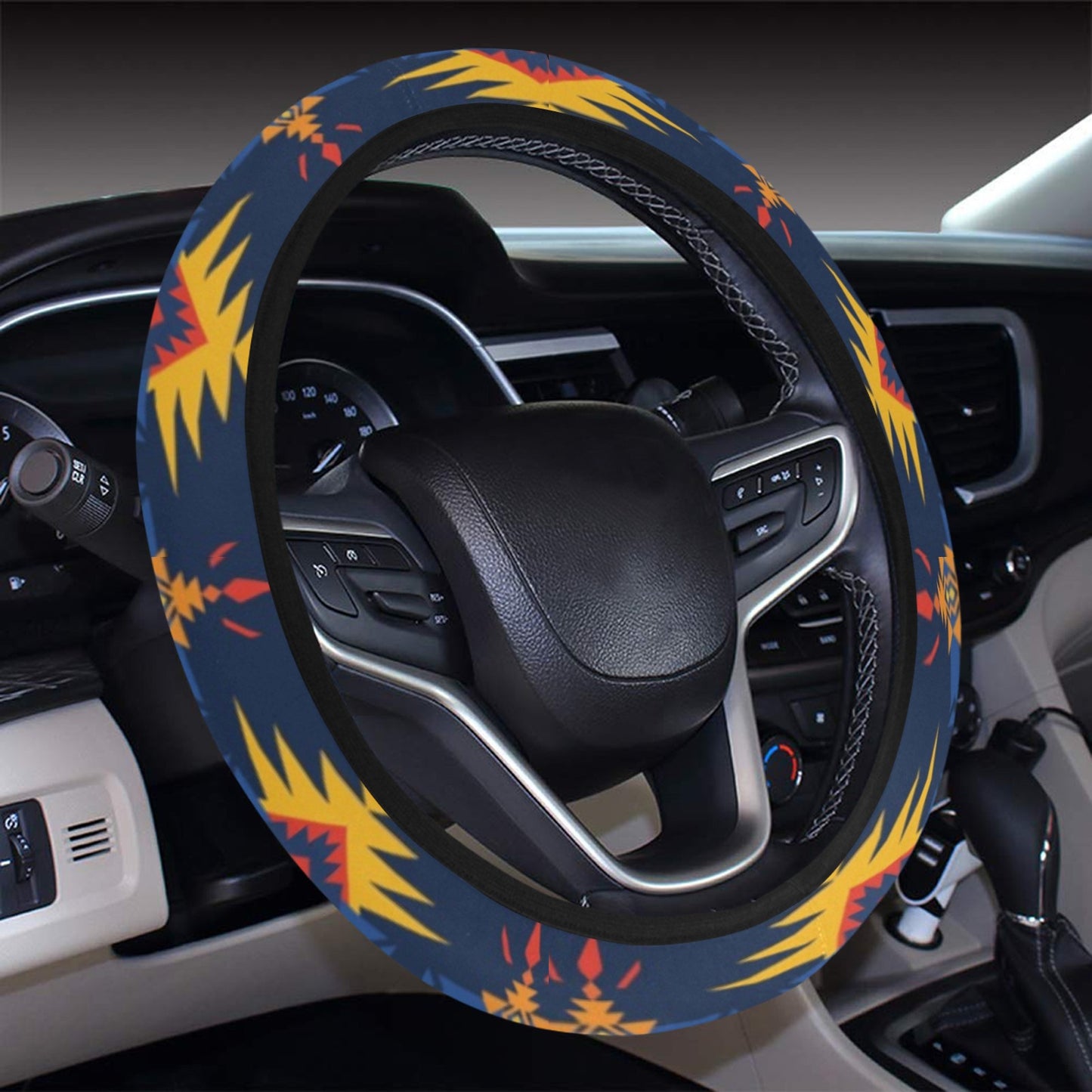 Southwest Pattern Print Design LKS306 Steering Wheel Cover with Elastic Edge