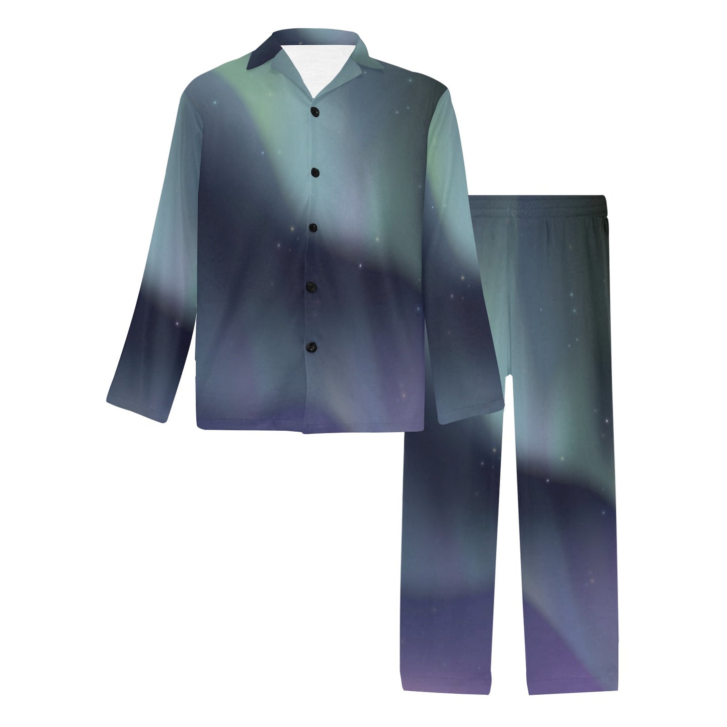 Aurora Borealis Pattern Print Design 01 Men's Long Pajama Set