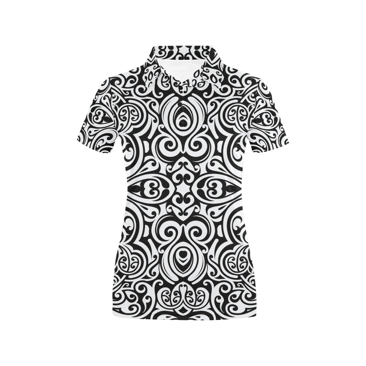 Polynesian Tattoo Pattern Women's Polo Shirt