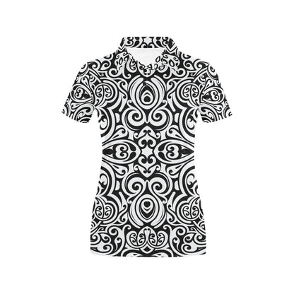 Polynesian Tattoo Pattern Women's Polo Shirt