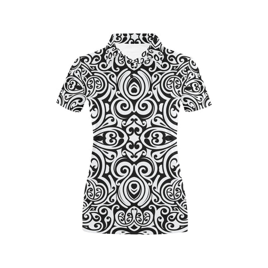 Polynesian Tattoo Pattern Women's Polo Shirt