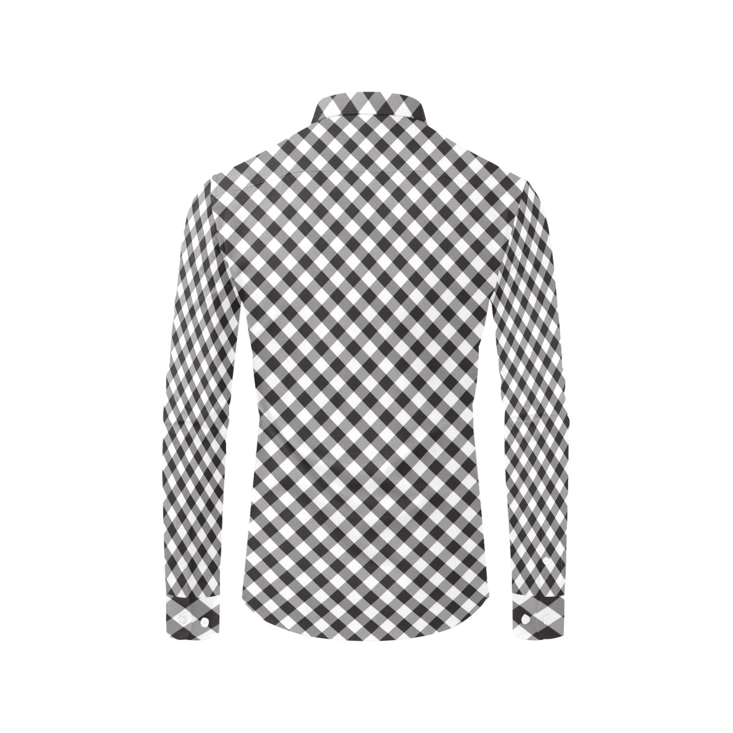 Gingham Print Design LKS402 Men's Long Sleeve Dress Shirt