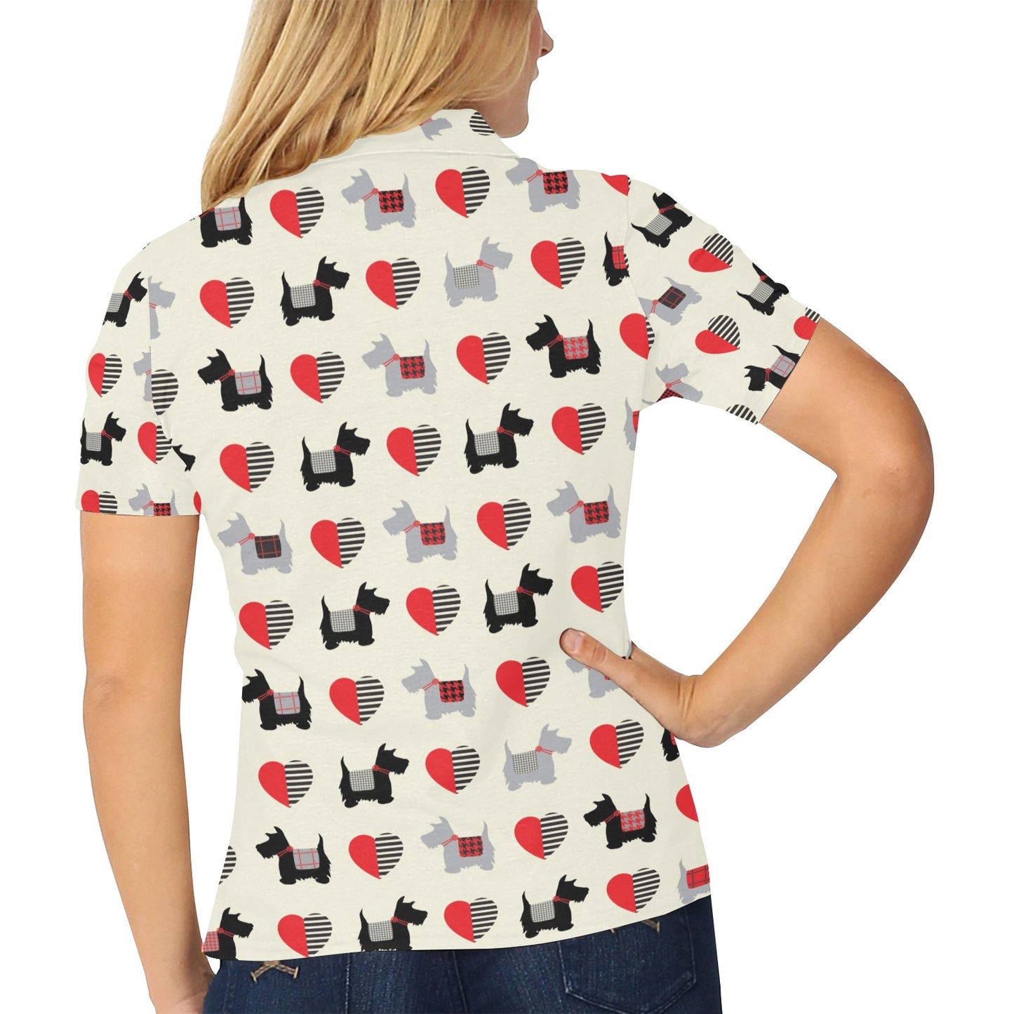 Scottish Terriers Print Design LKS3010 Women's Polo Shirt