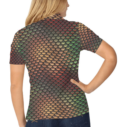 Snake Skin Colorful Print Women's Polo Shirt